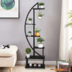 Artisasset 6th Floor Half Moon Ironwood Suitable For Garden Balcony Patio Lawn Home Decoration Plant Stand Flower Pot Stand Iron Flower Stand Black