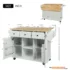 White Kitchen Cart with Drop-Leaf Countertop, Storage Cabinets & 3 Drawers, Wheels - Image 6