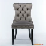 Modern, High-end Tufted Solid Wood Contemporary Velvet Upholstered Dining Chair with Wood Legs Nailhead Trim 2-Pcs Set,Gray