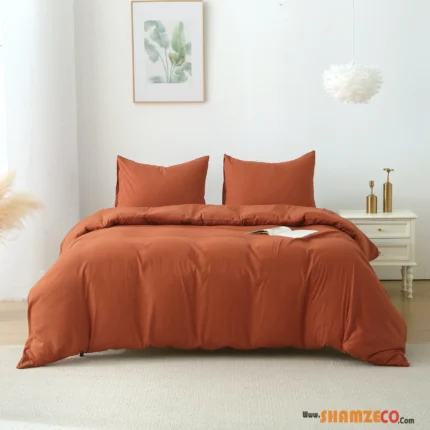 Queen Duvet Cover Set, 3 Pieces Solid Color Bedding Set with 1 Duvet Cover and 2 Pillow Shams, Comforter Not Included (Queen Size, Terracotta)