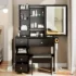Compact Vanity Table with Stool, LED Mirror, Power Outlets & Hair Dryer Holder" from shamzeco limited