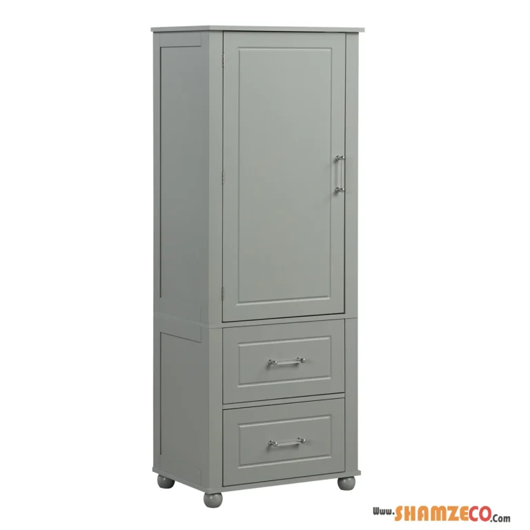 Grey MDF Storage Cabinet with Adjustable Shelves & Drawers
